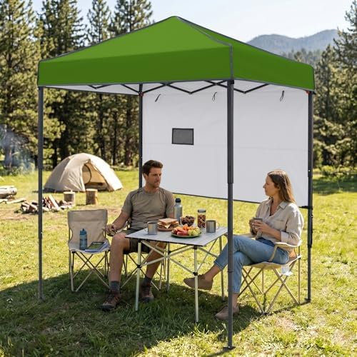 EAGLE PEAK 6x4 Instant Pop Up Canopy Tent with 1 Half Wall, Grass Green