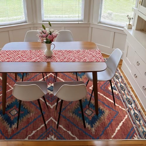 BESTSWEETIE Area Rug 8x10 Machine Washable Non-Slip Low Pile Tribal Western R...