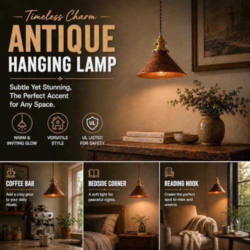Rusted Copper Kitchen Hanging Lights 8.2 Inch Industrial Lampshade Retro Farm...