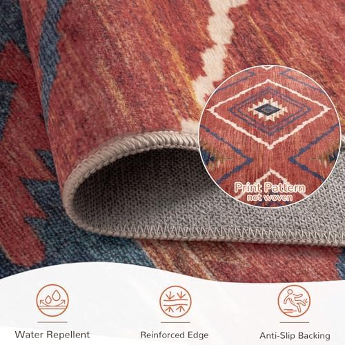 BESTSWEETIE Area Rug 8x10 Machine Washable Non-Slip Low Pile Tribal Western R...