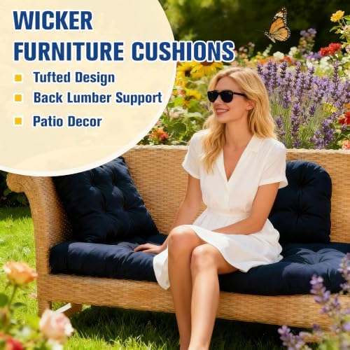 Outdoor Chair Cushions, Patio Wicker Furniture Seat Pads, Waterproof