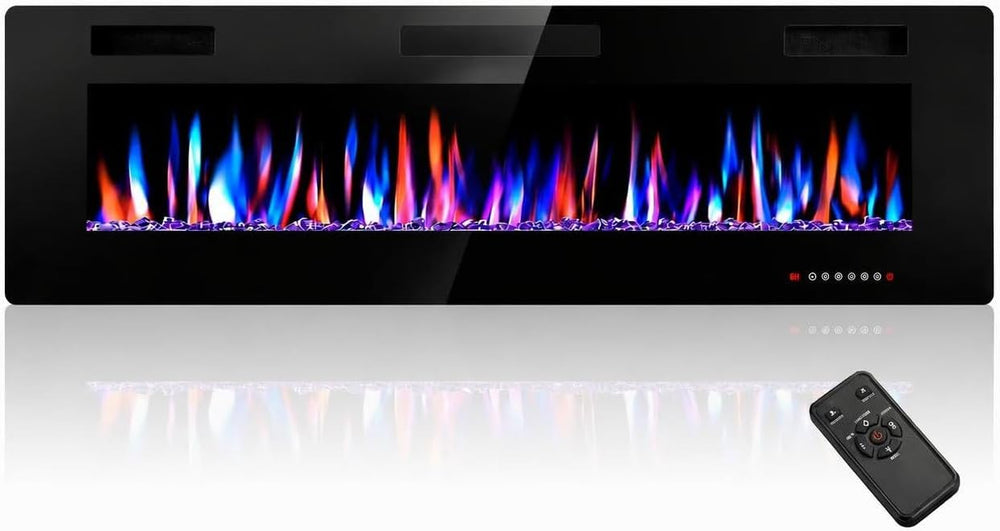 Electactic 60-Inch Electric Fireplace, 12 Flame Colors, Remote Control