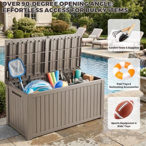 Outdoor Storage Box, 200 Gallon Waterproof Deck Box [Upgraded 3.1], Large Res...
