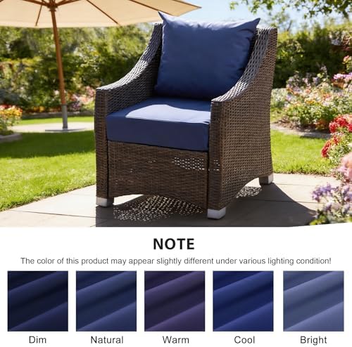 Outdoor Deep Seat Cushion Set, 24x24 Inch, Navy Blue, Set of 6
