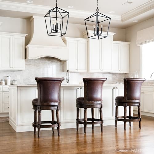 Maven Lane Pullman Bar Stool, Dark Brown, Brown Faux Leather, 31", Set of 4