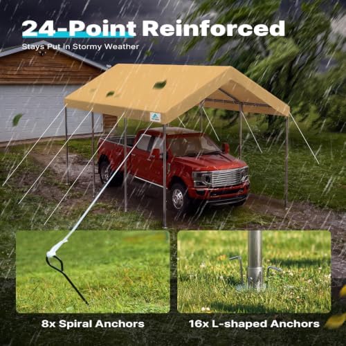 ADVANCE OUTDOOR 10x20 ft Heavy Duty Carport Potable Car Canopy Garage Party T...