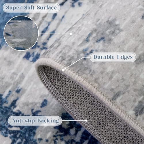 8x10 Area Rug for Living Room, Washable Modern Abstract Large Rug, Soft Low P...
