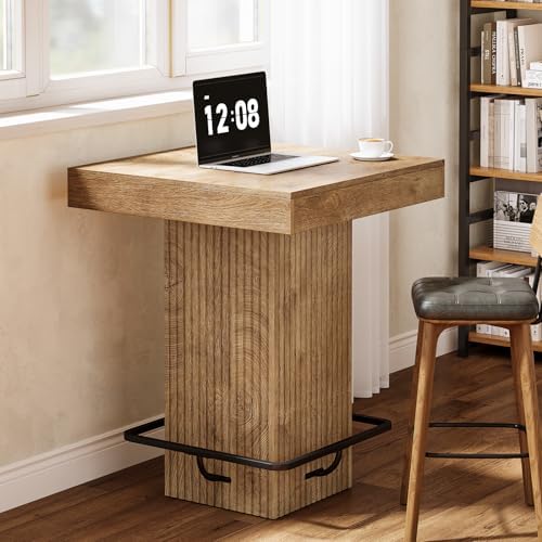 Tribesigns Square Bar Table, Kitchen Dining Table, Industrial Counter Height ...