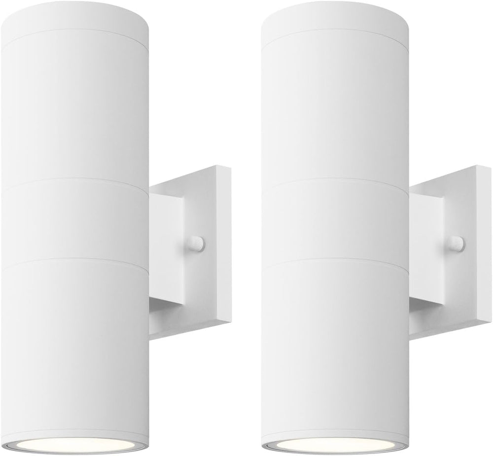mirrea 12" Modern Outdoor Porch Light in 2 Lights, 2 Pack, Matte White