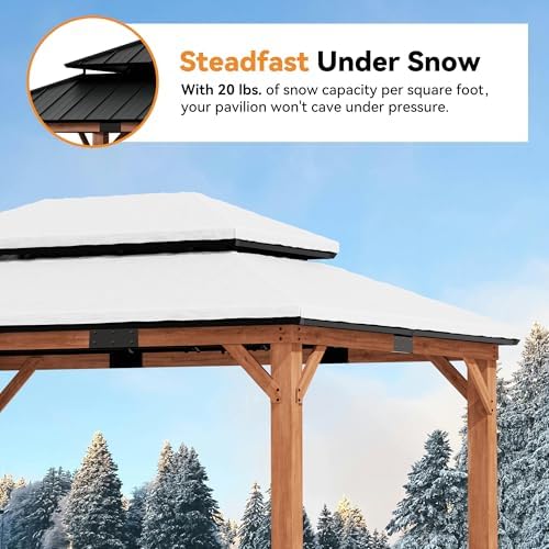 Modern Shade Wood Gazebo 12x16 with Double Galvanized Steel Roof