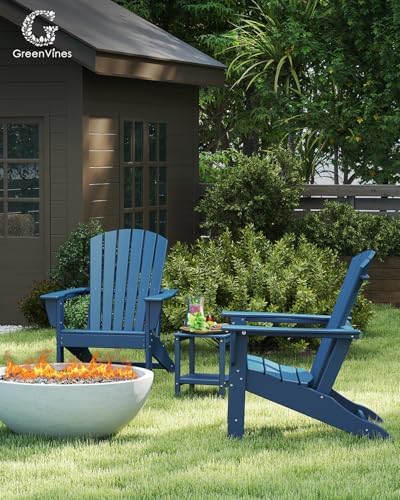 GREENVINES Oversized Adirondack Chairs Set of 2, HDPE All Weather, Blue
