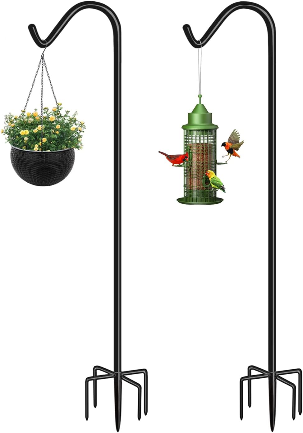 Shepherds Hook for Outdoor Bird Feeders Pole 92 Inch Tall, Adjustable Heavy D...