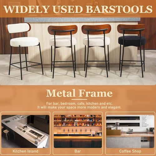 Bar Stools Set of 3 Boucle Counter Stools for Kitchen Island