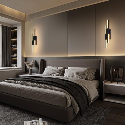 Benkut Modern LED Wall Sconce Black Remote Wall Light Fixtures for Bathroom, ...