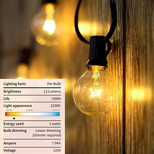 100Ft G40 Outdoor String Lights Patio Lights with 100 Edison Globe Bulbs, Con...