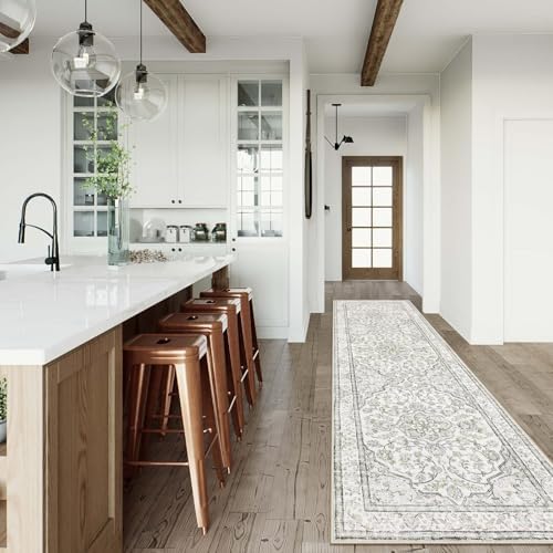 Lahome Oriental Runner for Hallways 2.5x10 Washable Beige Kitchen Runners Non...