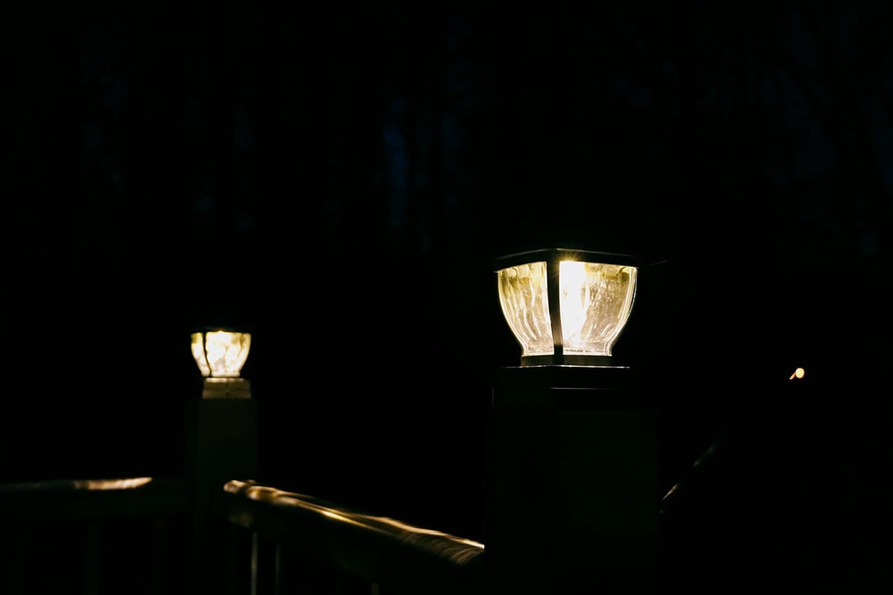 MAXSA 41681 Solar-Powered Wave Glass Post Cap and Deck Lights Dark Bronze