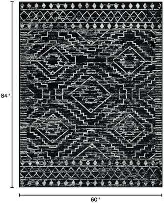 Wonnitar Moroccan Washable Area Rug 5x7, Black Large Rug for Living Room, Non...
