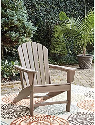 Signature Design by Ashley 1-Piece HDPE Outdoor Adirondack Chair, Driftwood