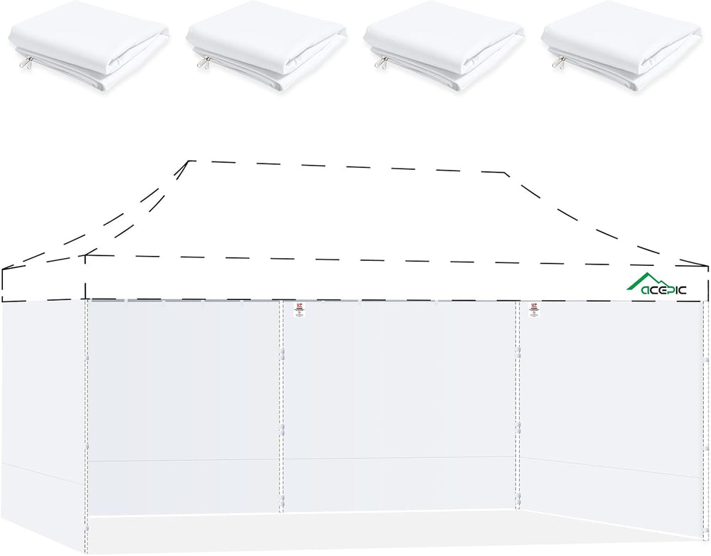 ACEPIC 10x20ft Canopy Sidewalls Only, White (4PCS, Frame Not Included)