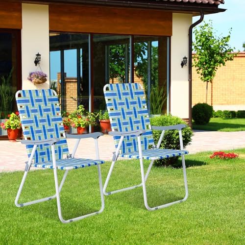 ZENY Beach Chairs, Patio Folding Lawn Chairs Outdoor Webbed Folding Chairs