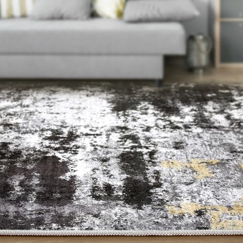 Washable 9x12 Area Rugs for Living Room: Abstract Modern Home Decor Rug