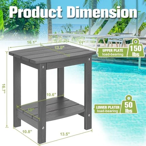 Y&M Outdoor Side Table, HIPS Adirondack Small Double Layer Table, Waterpr...