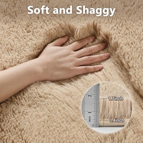 10x14 Extra Large Fluffy Shaggy Area Rugs Non-Slip for Living Room Beige