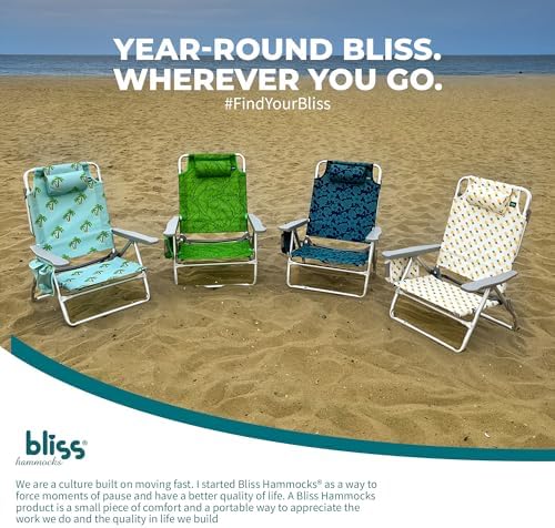 Bliss Hammocks Folding Backpack Beach Chair Recliner, Amber Leaf
