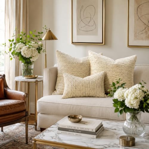 Zealax Neutral Throw Decorative Boucle Pillow Covers for Bed Couch Living Roo...