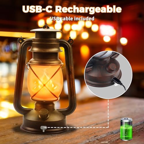 2 Pack Bronze Vintage 4 Modes Rechargeable Lanterns with Remote Control