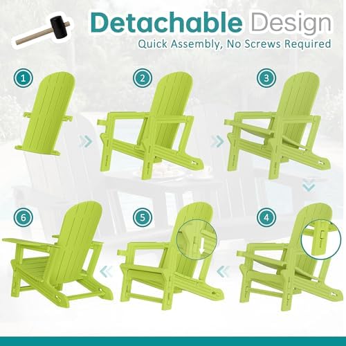 Shintenchi Adirondack Chairs Set of 2,HDPE Adirondack Chairs w/Removable Tabl...