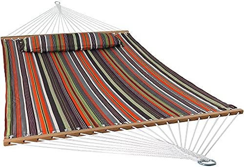 Sunnydaze Quilted Double Hammock for Outside with Pillow, Canyon Sunset