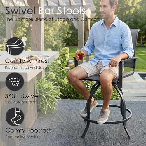 Kozyard Outdoor Swivel Bar Stools Set of 2
