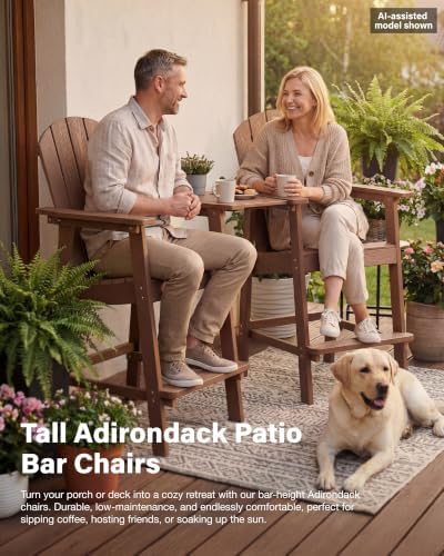 YEFU Tall Adirondack Chairs Set of 2, Oversize Balcony Adirondack Chair Set