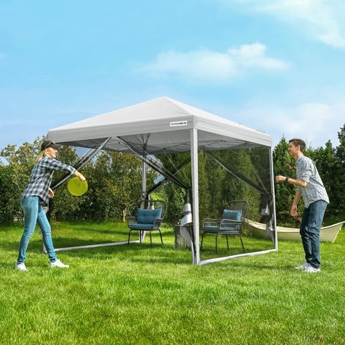 VIVOHOME 8x8ft Easy Pop-Up Canopy, Outdoor Screen Tent with Mosquito Netting,...