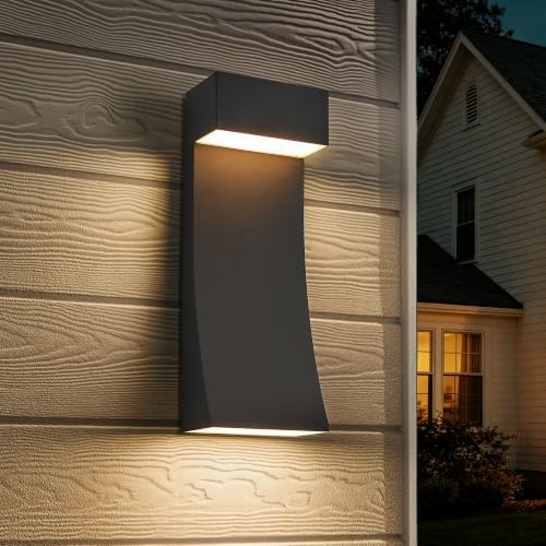 Modern Outdoor Wall Light Curved Design Waterproof,Super Bright LED,Textured ...