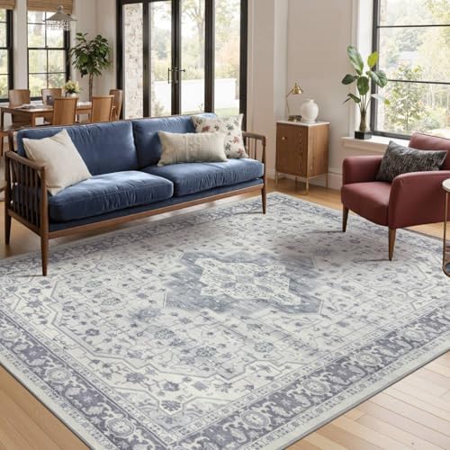 Rugxara 5X7 Washable Area Rug for Living Room, Bedroom,Blue Quartz