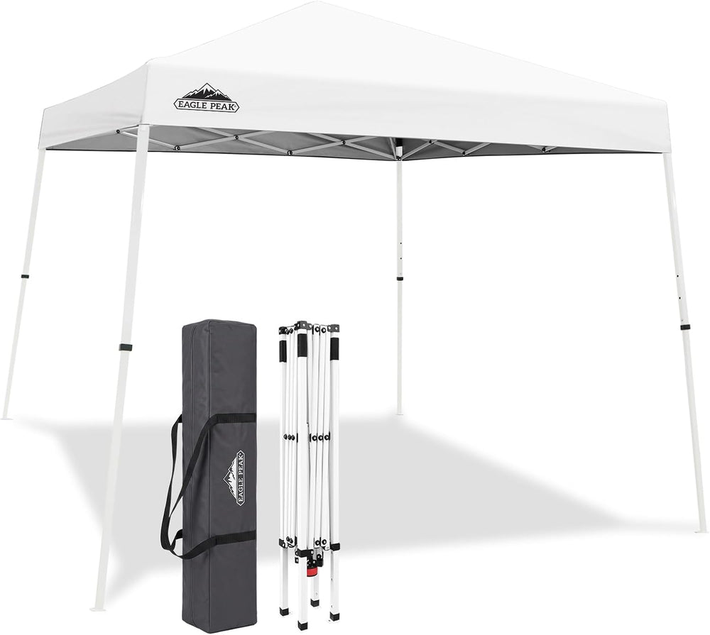 EAGLE PEAK 10x10 Slant Leg Pop Up Canopy Tent, White