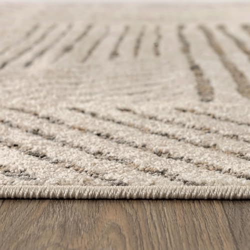 Rugshop Modern High-Low Patchwork Geometric Area Rug Cream 7'10" x 1...