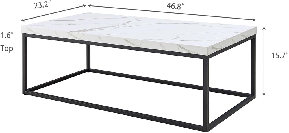 CENSI 47-Inch White Marble Coffee Table/Center Table, Large Size
