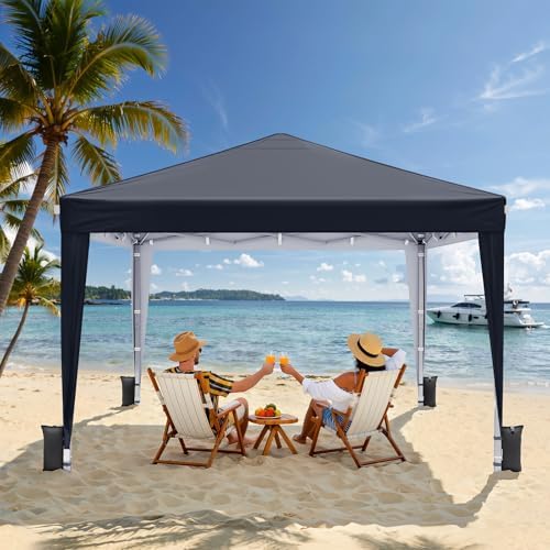 10x10 Pop Up Canopy Tent with Sidewalls, Portable Shelter,Black