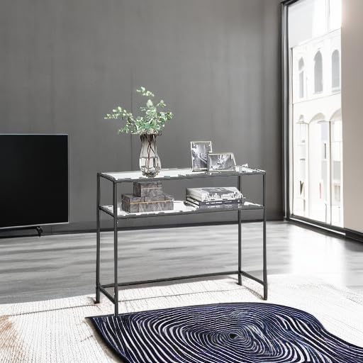 VASAGLE 39.4 Inchs Console Sofa Table, Tempered Glass, 2 Shelves