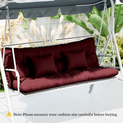 Outsunny 59" Tufted Bench Cushions & Throw Pillows 4 Piece Wine Red