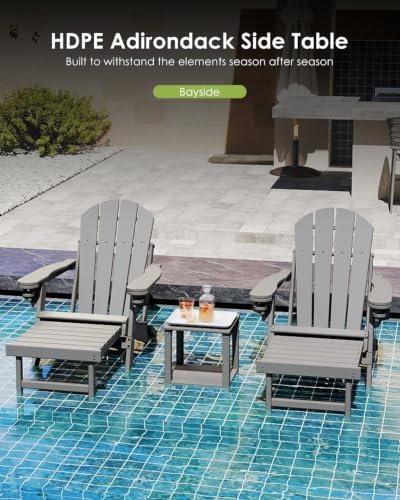 GREENVINES Outdoor Side Table, HDPE 2-Tier Adirondack Tables, Gray