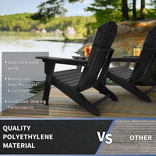 Oversized Folding Adirondack Chair Set of 2 with Adjustable Backrest 400LBS