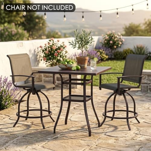 Kozyard Outdoor Bar Height Table with Realistic Marble Texture Top, 36" ...
