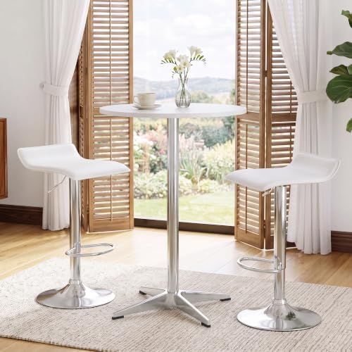 NOBPEINT Modern Round Pub Tables Bar Tables with Metal Cross Base, Wooden Coc...