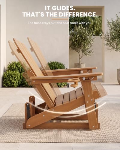 Adirondack Glider Chair Set of 2, Retractable Ottoman & Adjustable Backrest