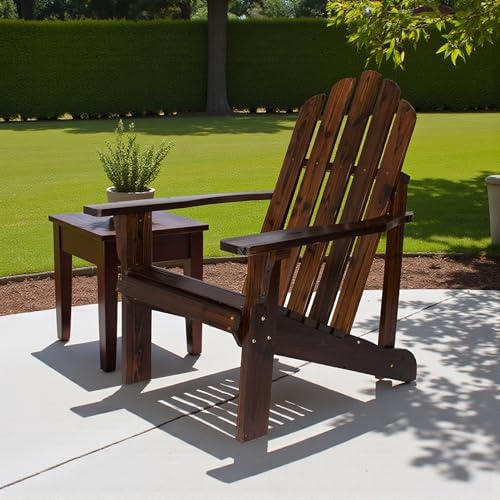 Shine Company 4618BB Marina Wooden Outdoor Patio Adirondack Chair, Burnt Brown